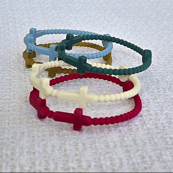 Cross Silicone Bracelet Set by Plunder - Set of 5 - NWOT - Picture 2 of 4